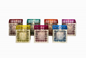 Square silver perforated votives