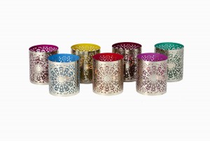 Round silver perforated votives