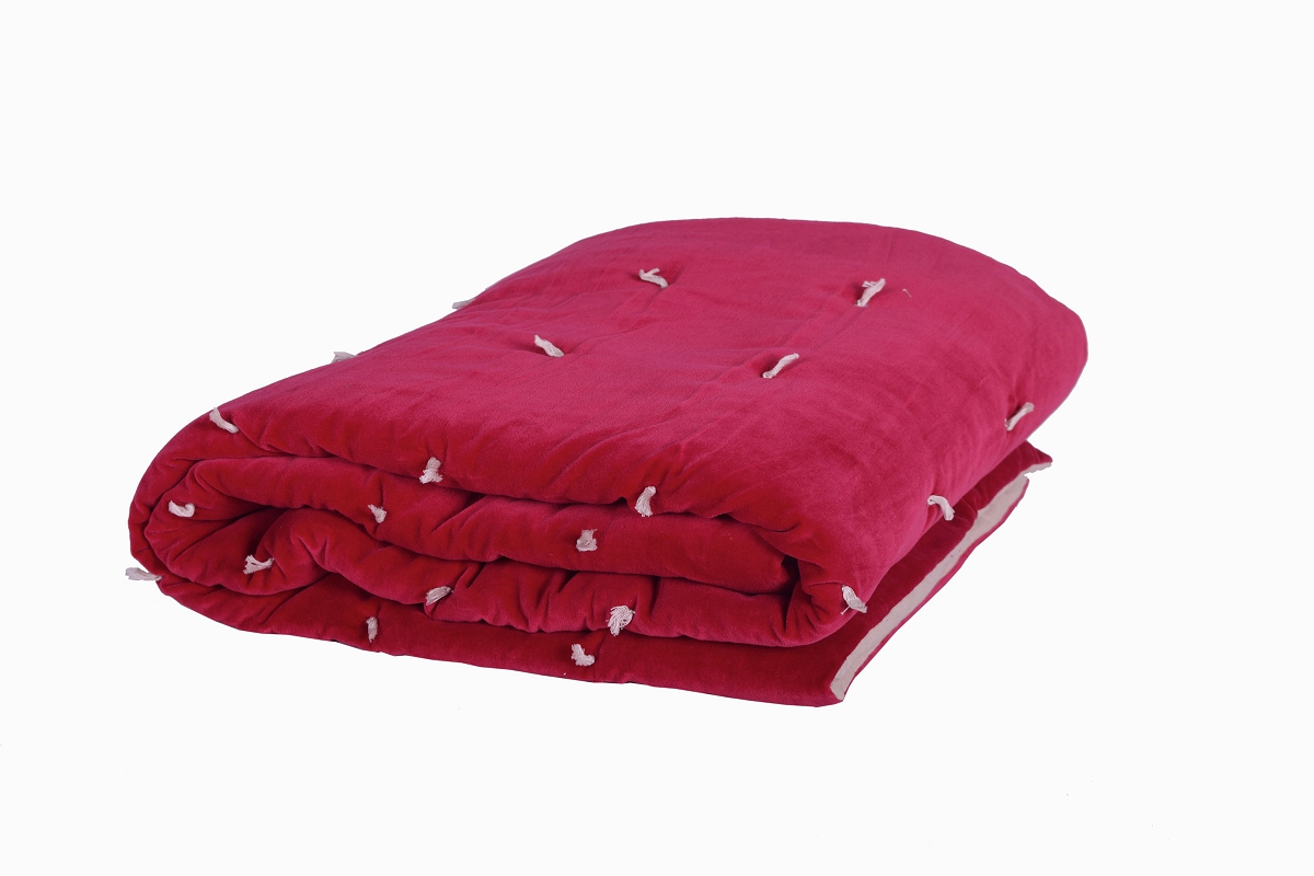 Quilted Velvet bed throw Cerise