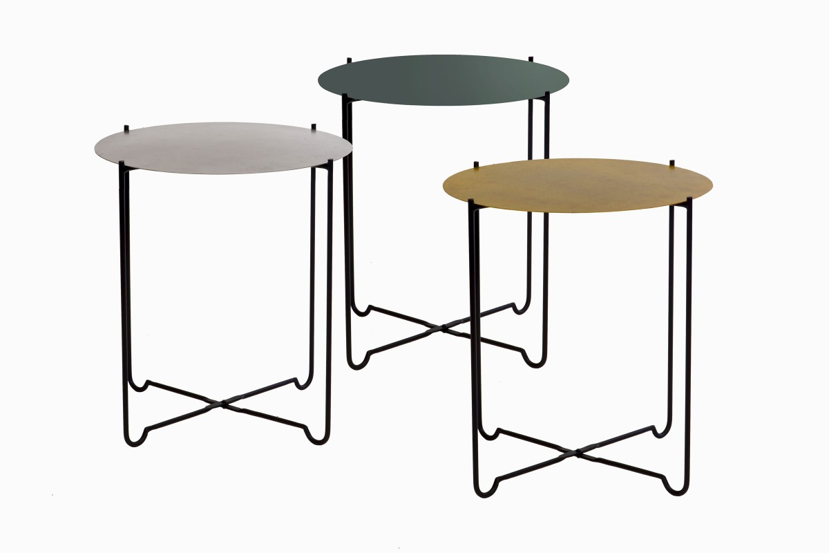 Delphi folding round metal side tables