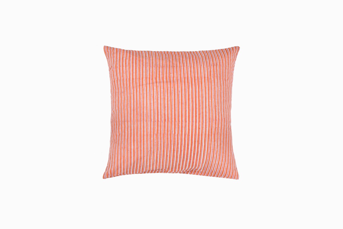 Orange pinstripe cushion