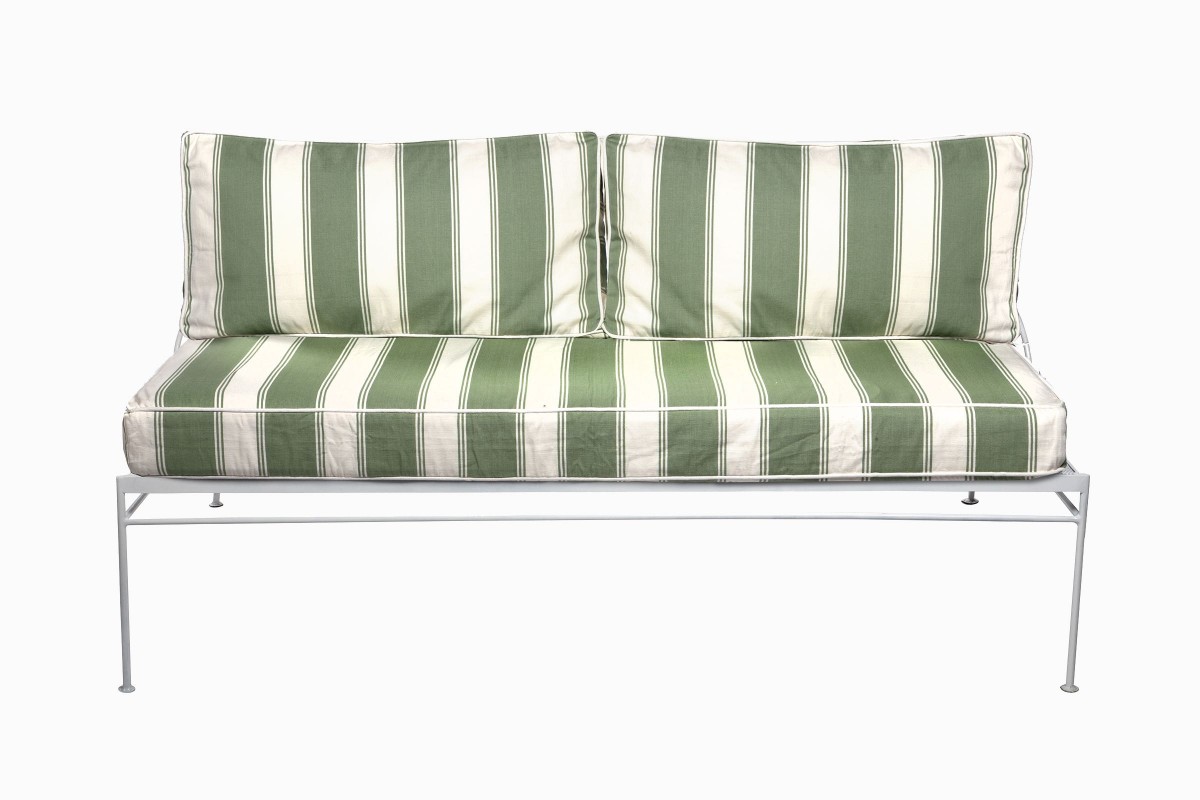 Palm Springs sofa white, green and cream handloom cushions