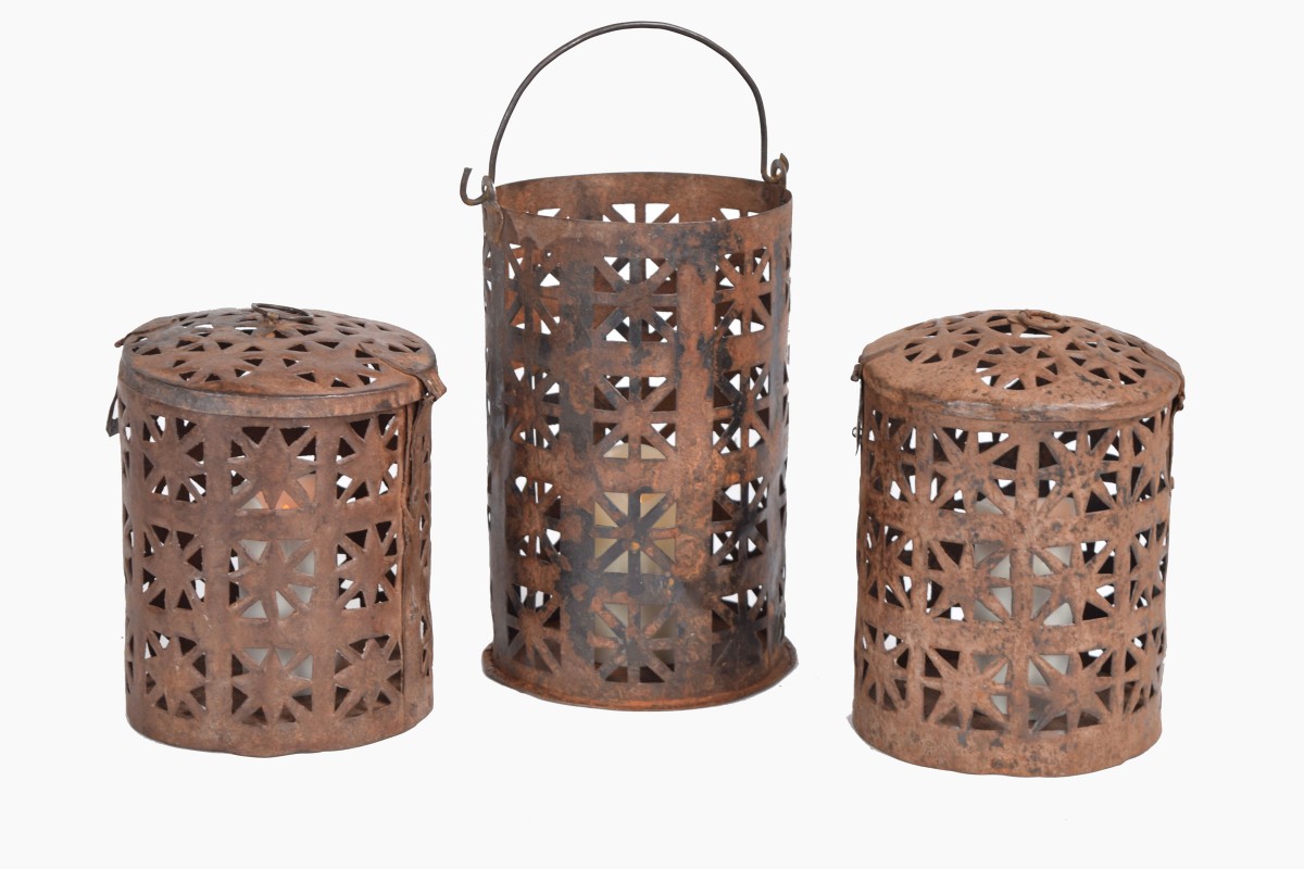 Punched metal lanterns