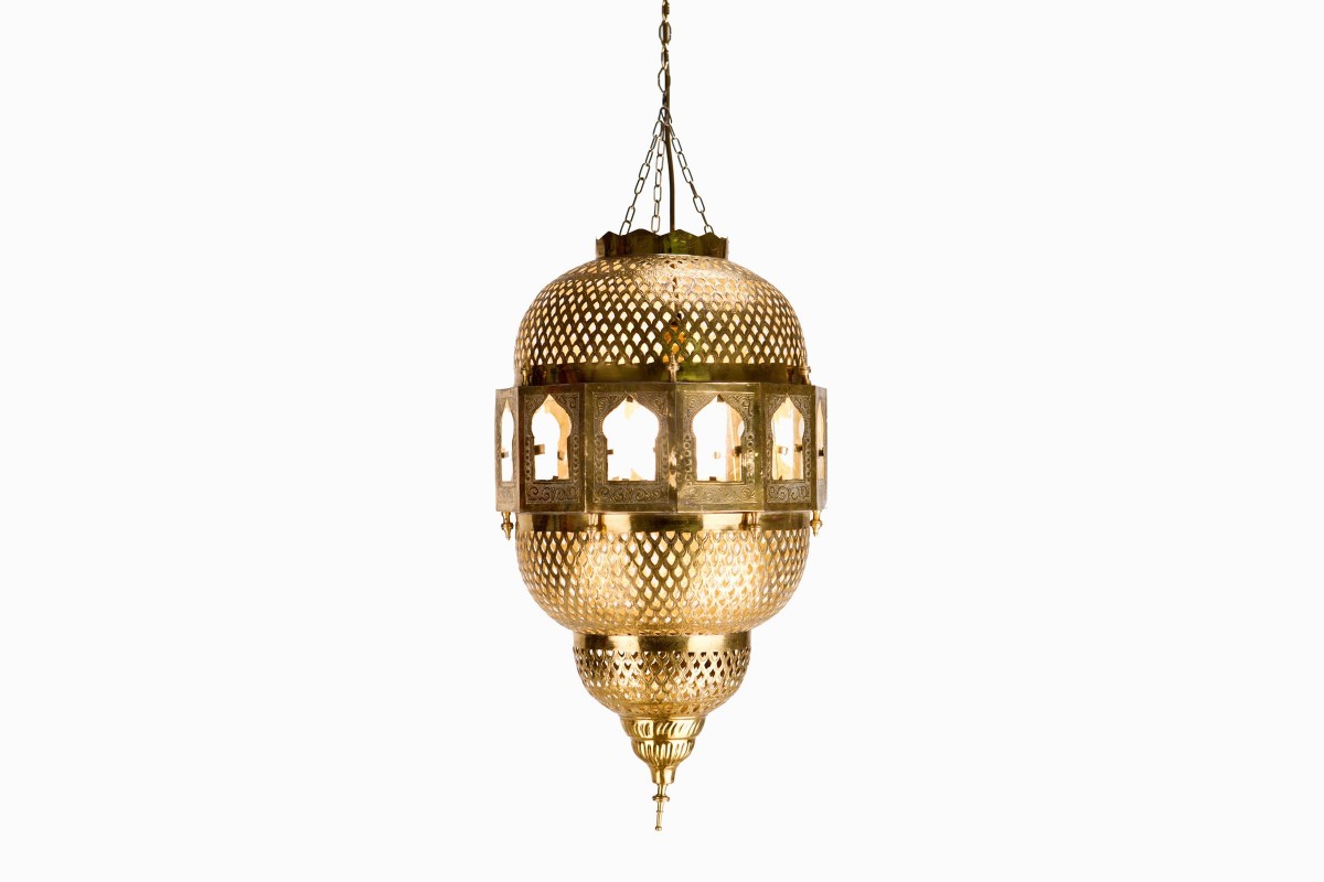 Large clear glass brass lantern