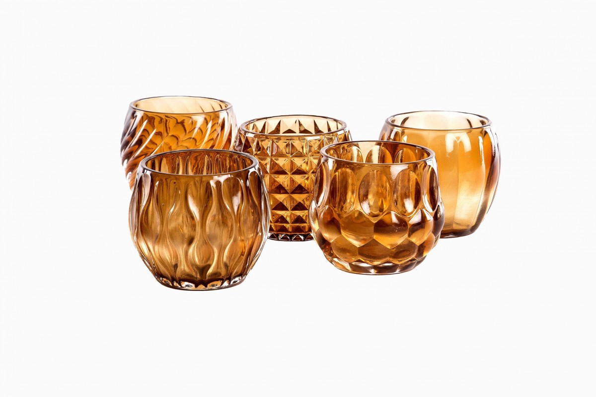 Swedish amber glass votives