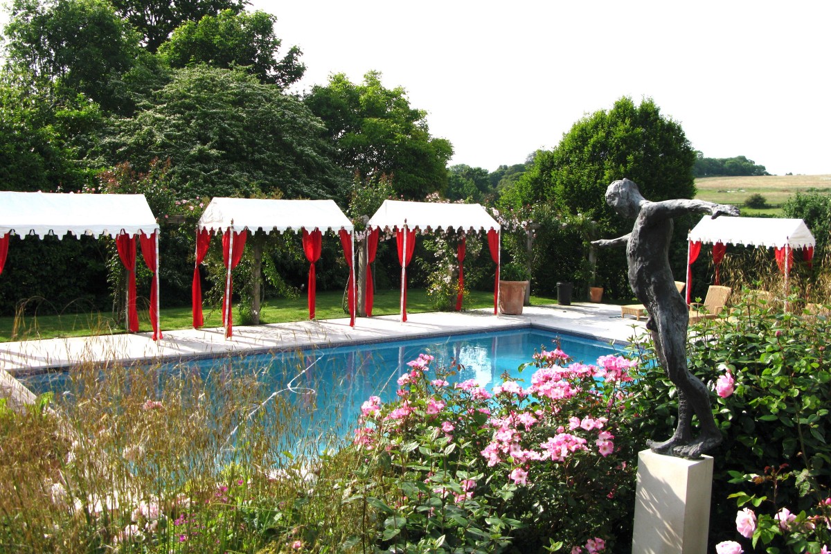 Individual walkway units around a pool