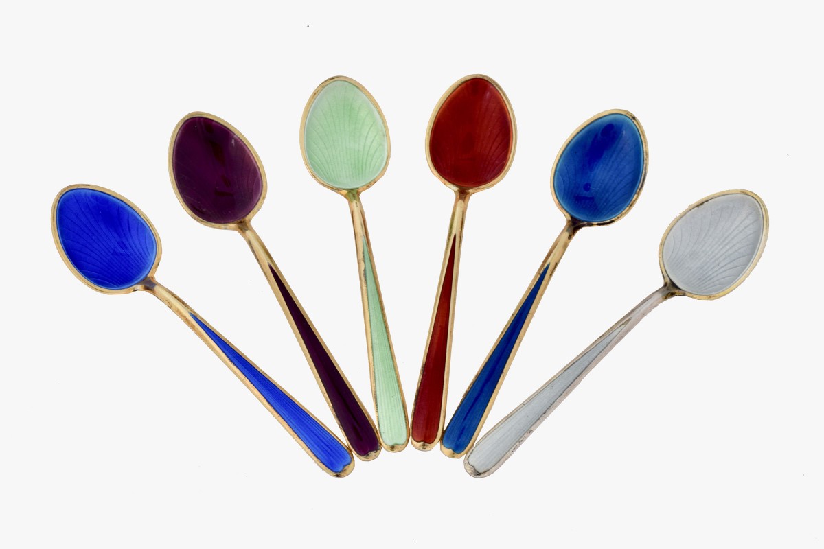 Set of vintage enamel spoons