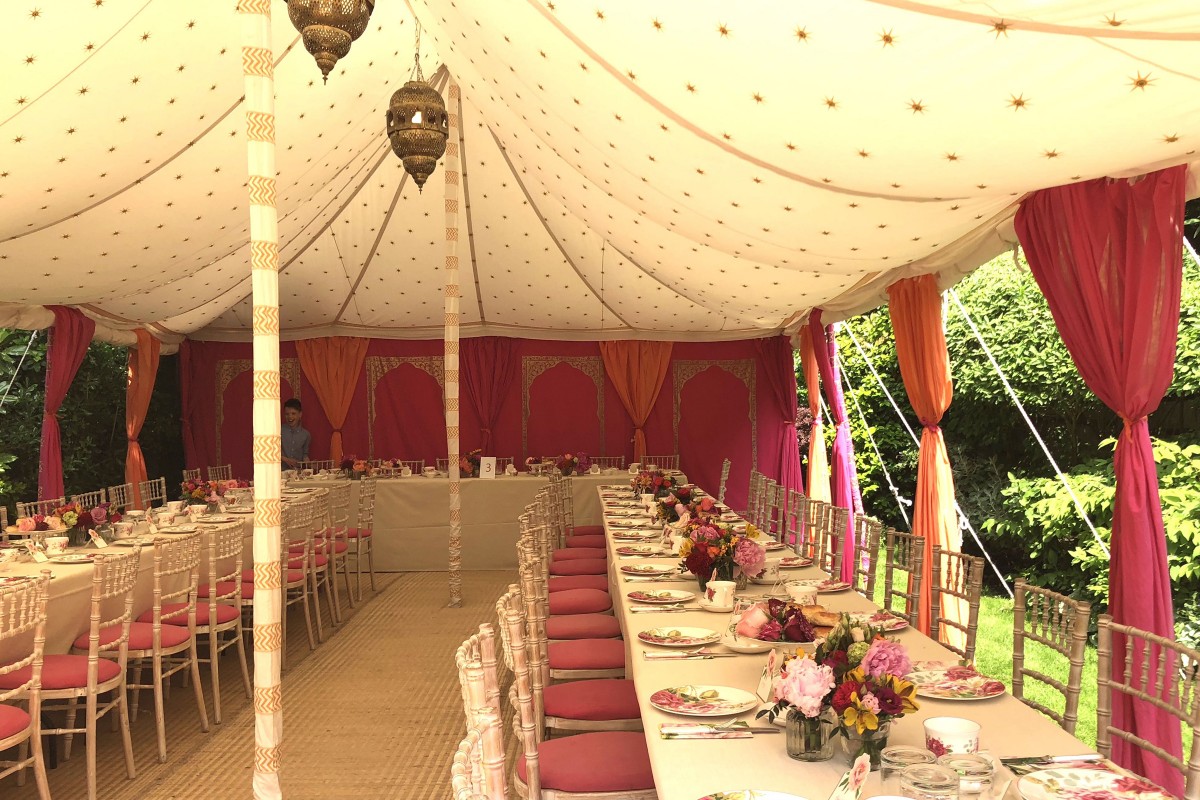 A Single Maharaja with pink golden arch walls