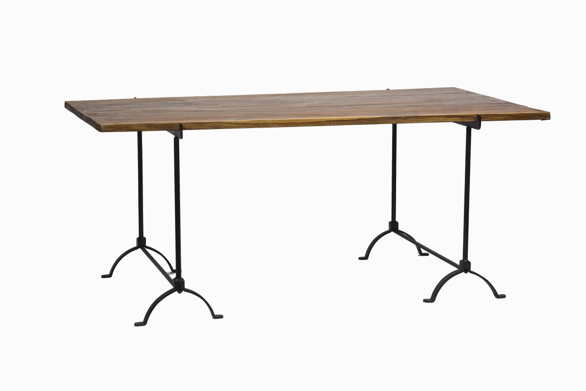 Wood and iron trestle table