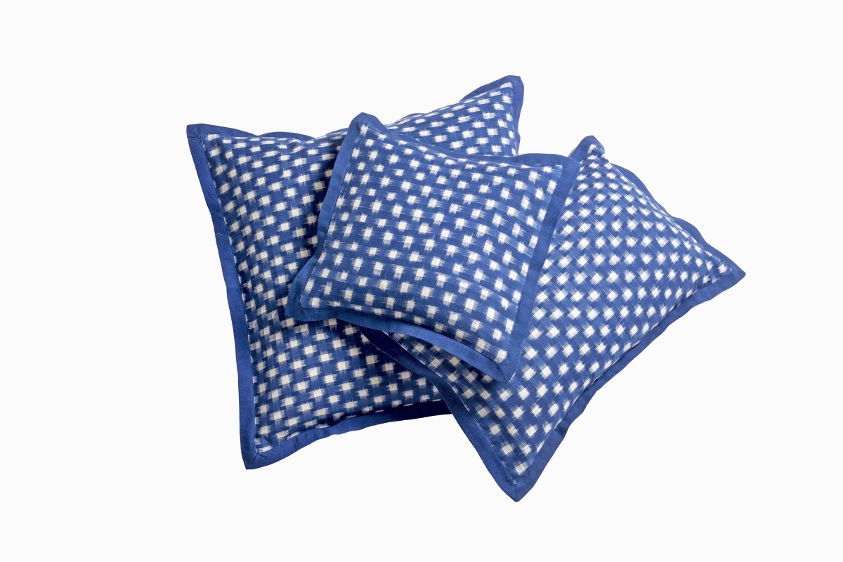 Indigo gingham cushions