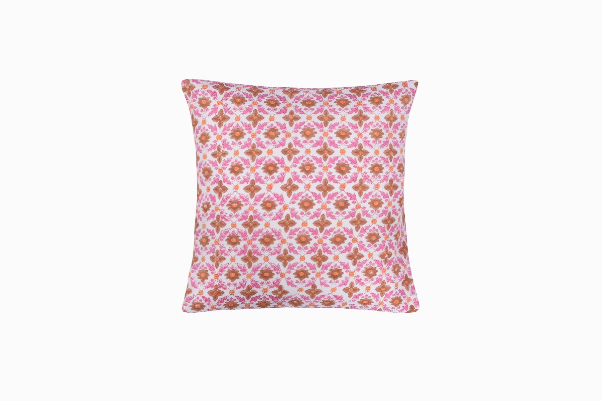 Pink trellis with flower cushion