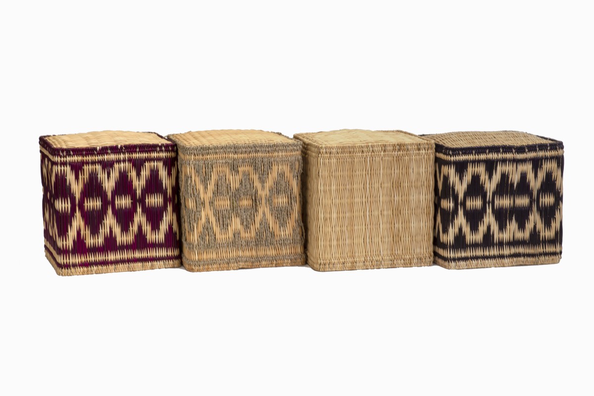 Moroccan square straw pouffes