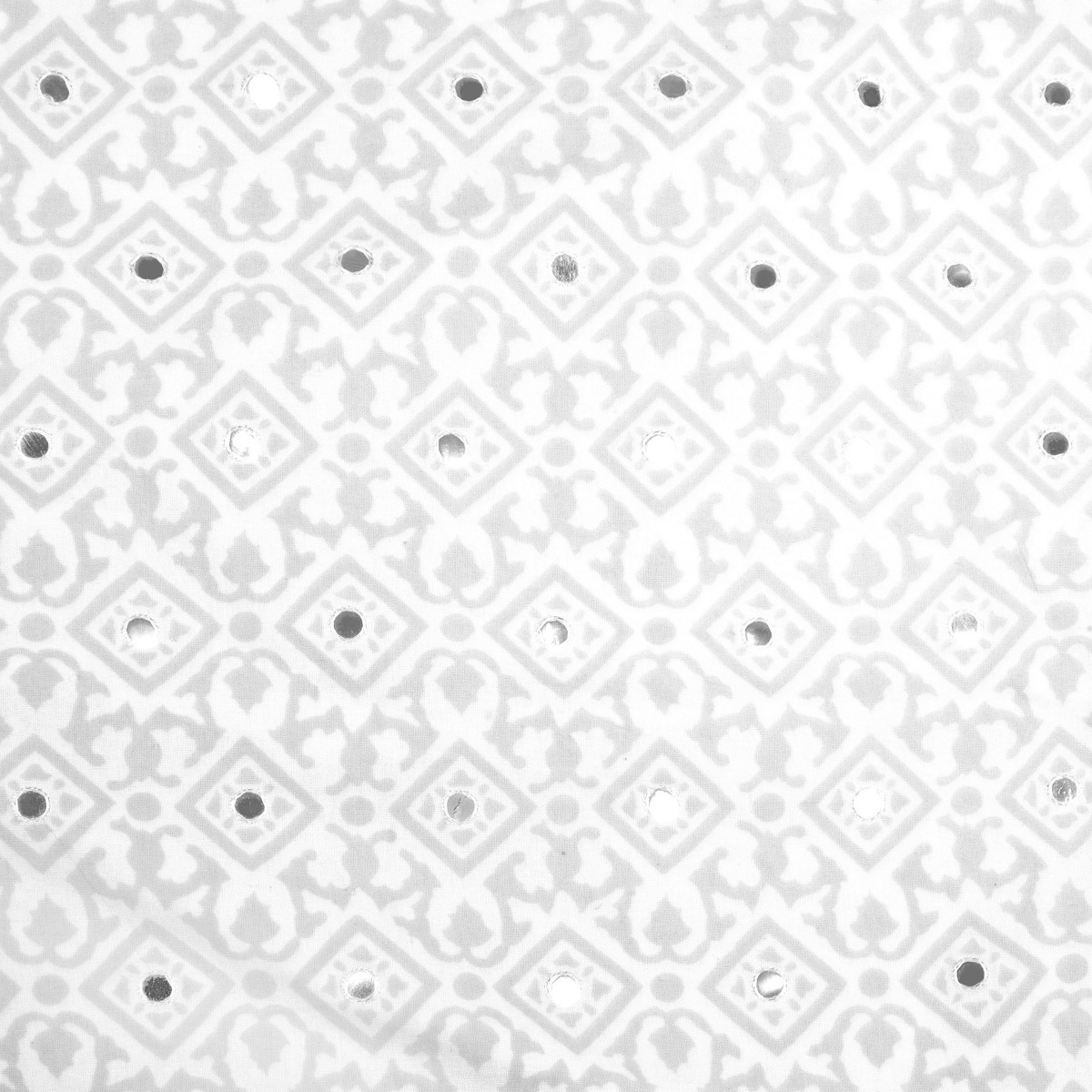 White on white Jalli ceiling with silver sequins