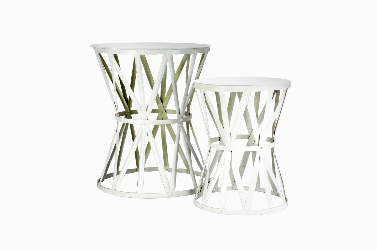 Deauville white metal side tables