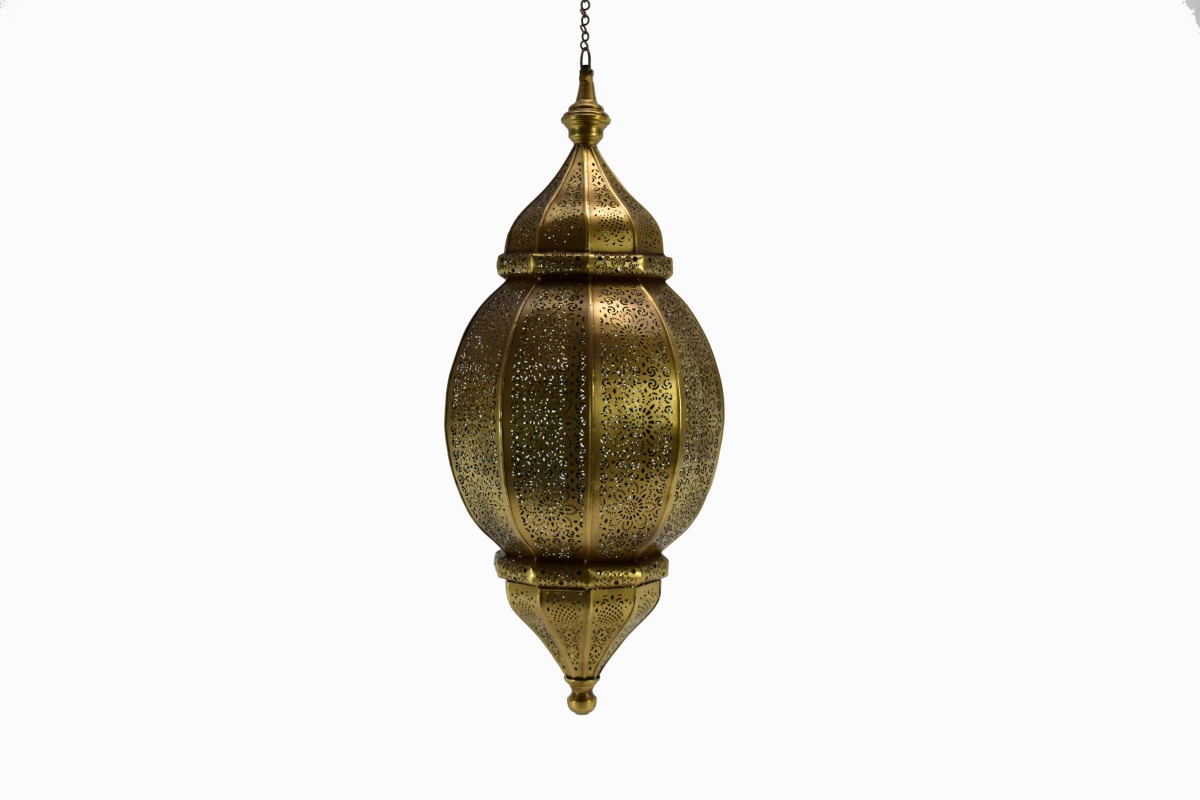 Large punched brass flower lantern