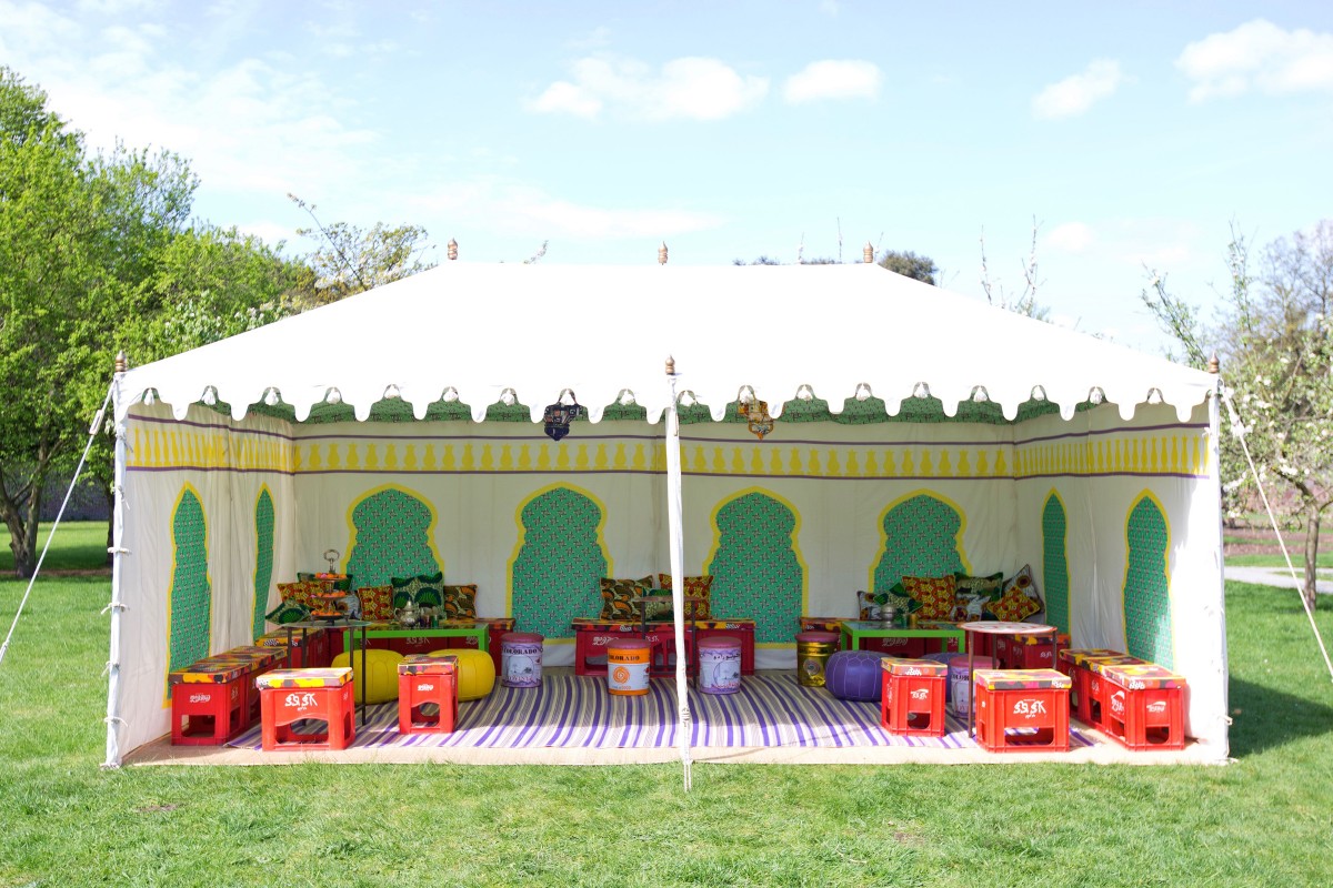 Bespoke tent designed by the artist Hassan Hajjaj