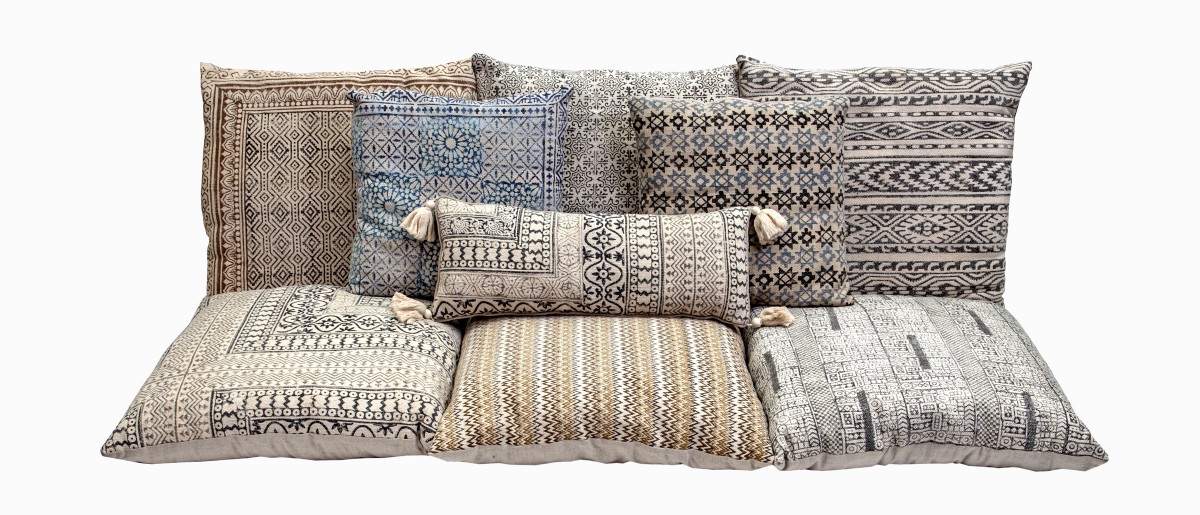 heavy cotton patterned floor cushions from india