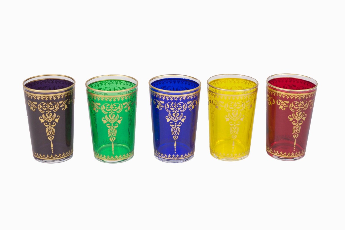 Coloured Moroccan tea glasses