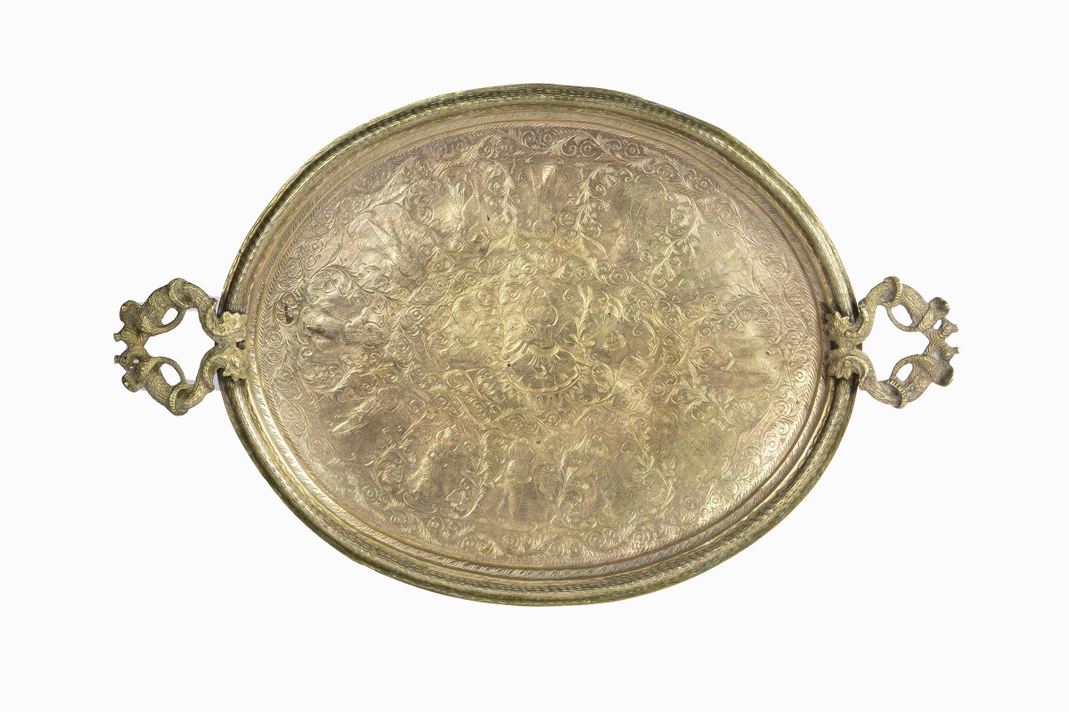 Indian oval brass tray
