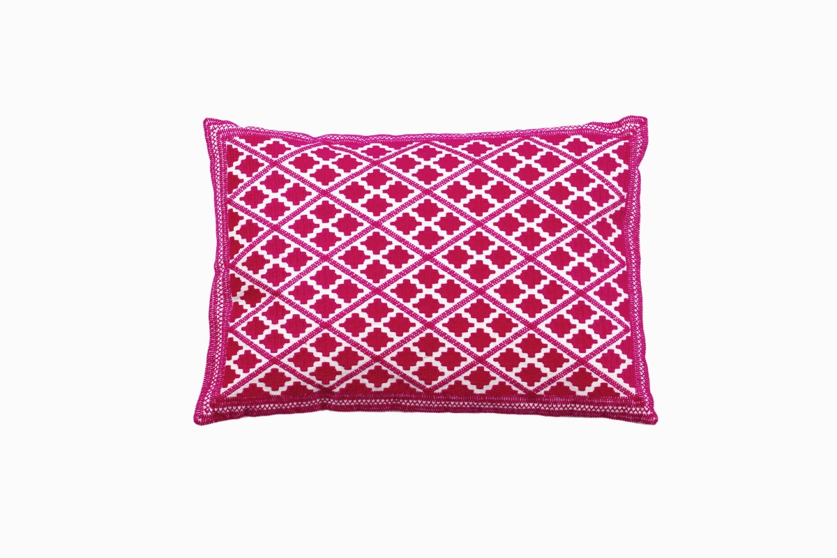 Moroccan pink diamond pattern cushion