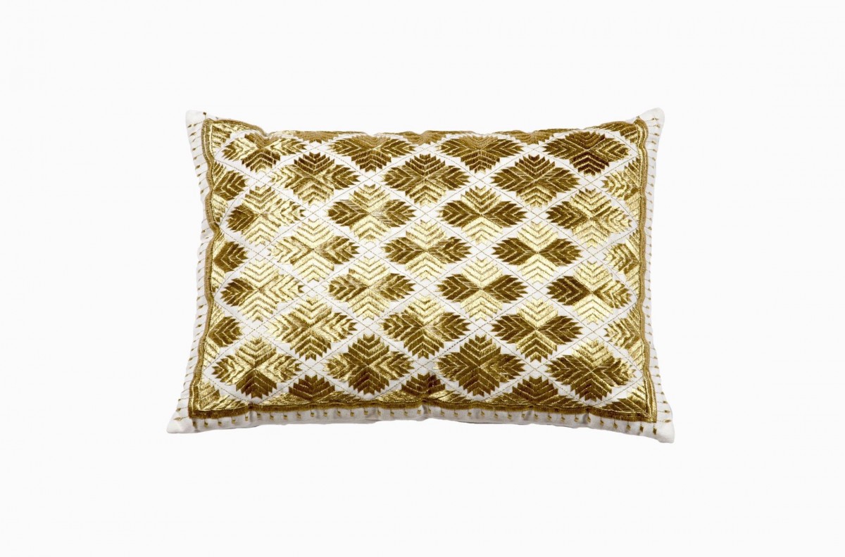Moroccan gold diamond pattern cushion