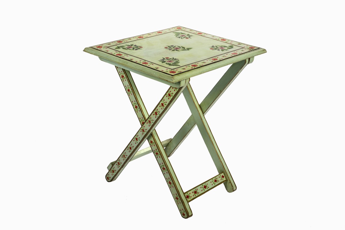 Safi vintage painted folding side table green