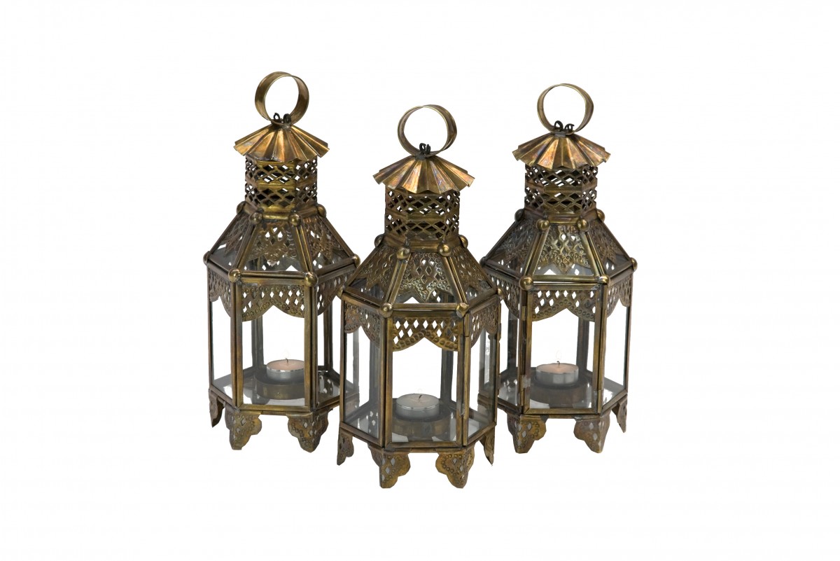 Middle Eastern brass table lanterns