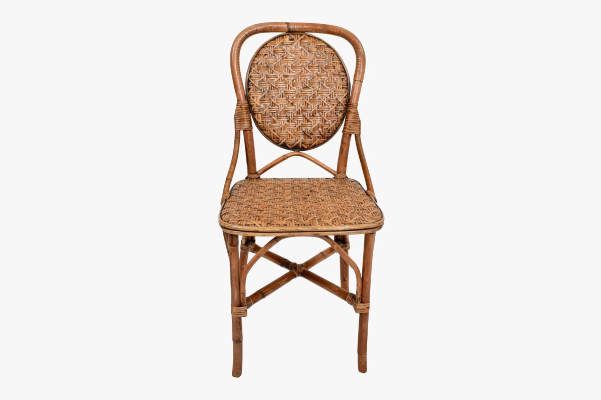 Sixties rattan chair front view