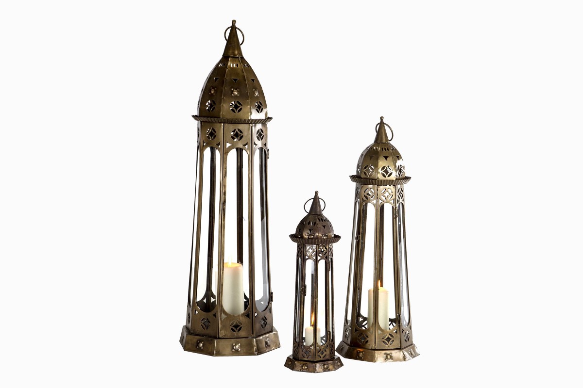 Pyramid floor lanterns matt gold