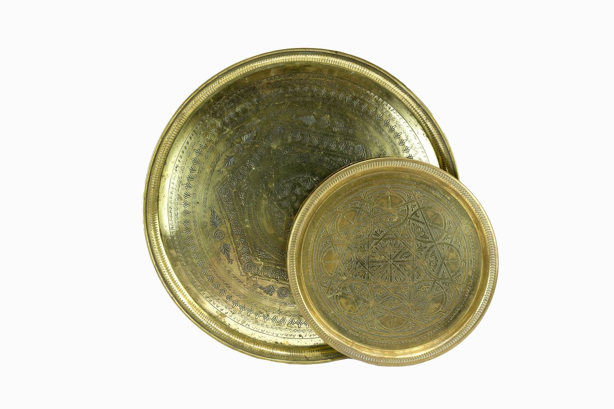 Moroccan antique brass trays