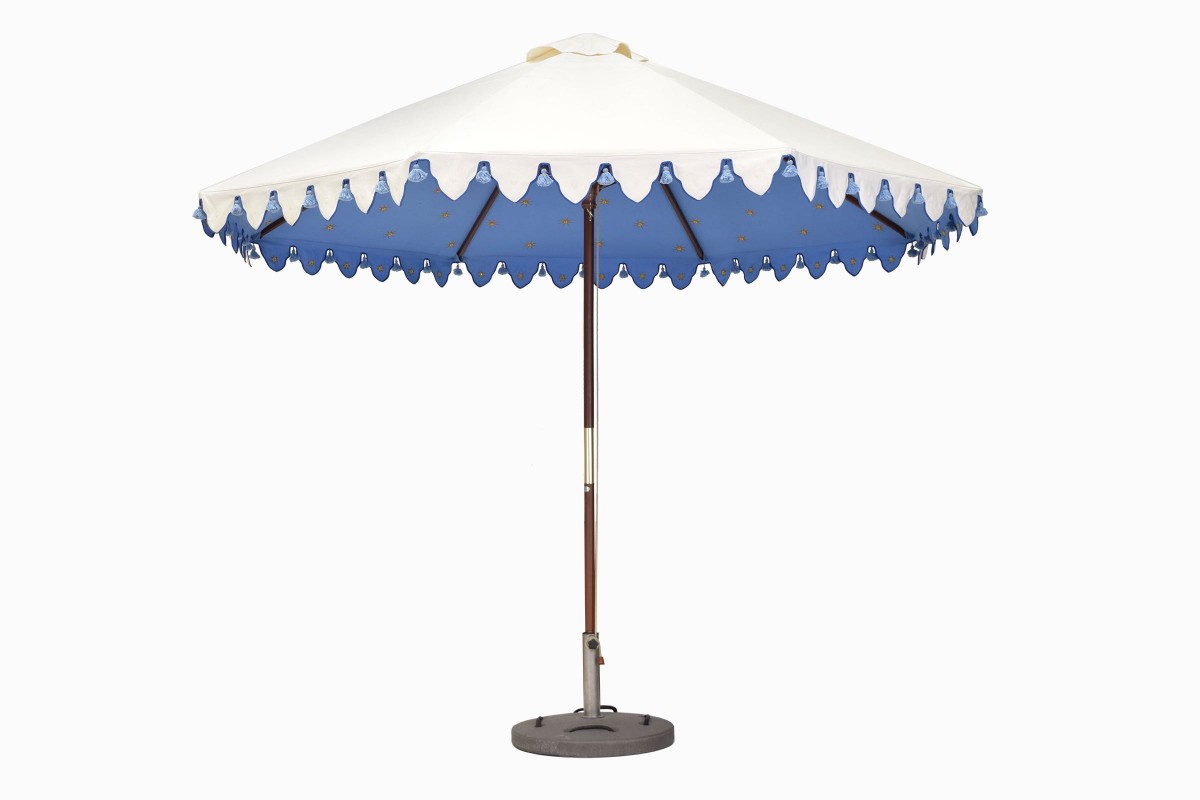 Sunshade celeste blue gold star lining