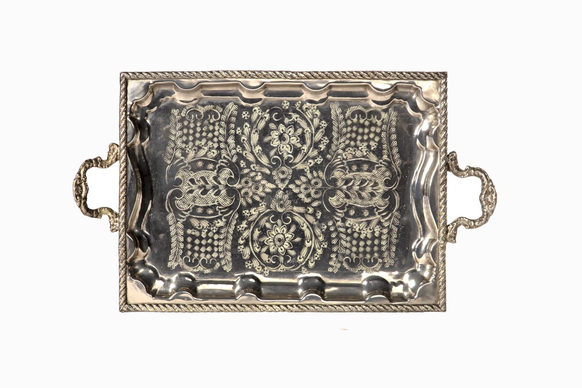 Vintage Moroccan silver tray