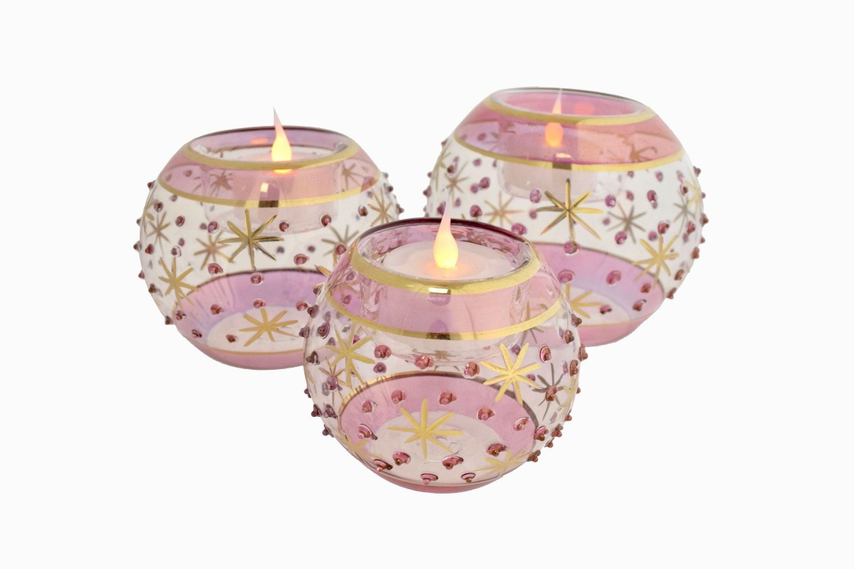 Egyptian glass candle holders pink PG