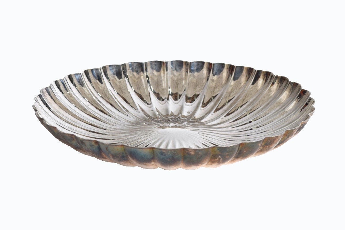 Fluted silver bowl