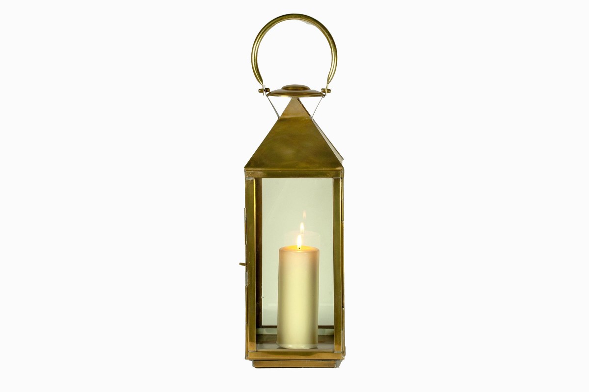 Medium floor lantern brass
