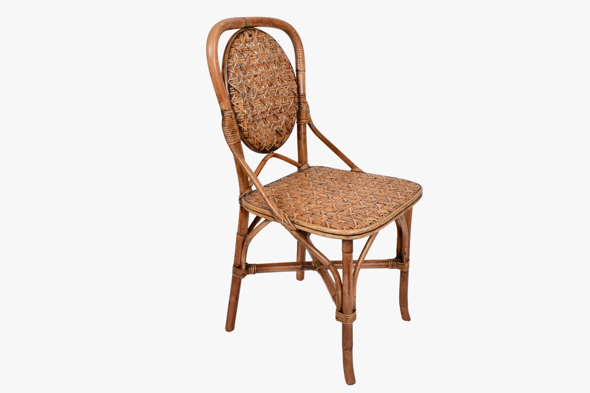 Sixties rattan chair side view
