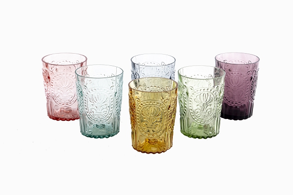 Decorative drinking glasses mixed colour