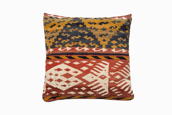 gold and red patterned uzbek pure wool antique kelim cushions