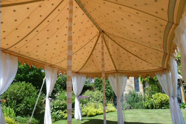 Traditional Raj tent with mushroom gold star lining