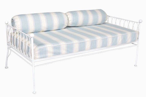 Palm Springs pale blue and cream stripe white daybed sofa