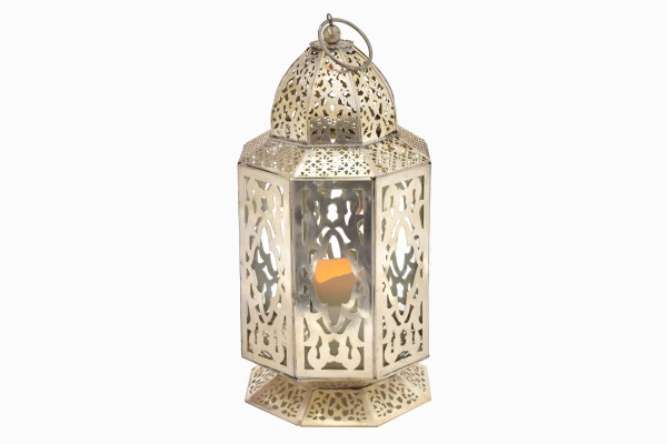 Octagonal silver table lantern