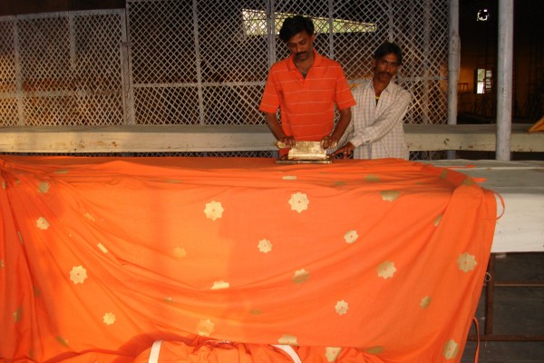 Hand block printing tent ceiling lining