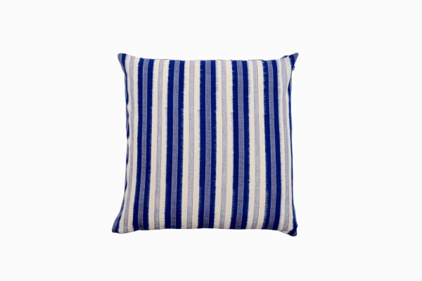 Blue striped Ikat cushion