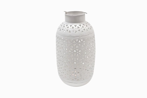 White perforated metal lantern