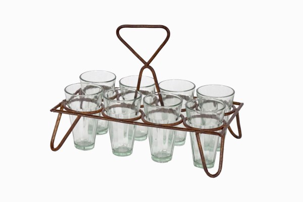 Rectangular chai holders with eight glasses