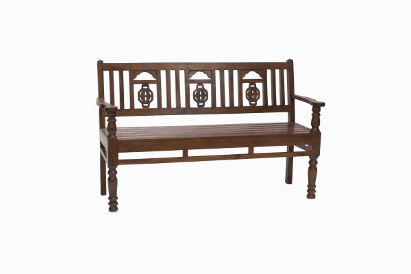 Lodhi three seater dark wood bench