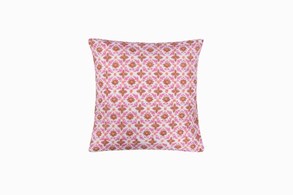 Pink trellis with flower cushion