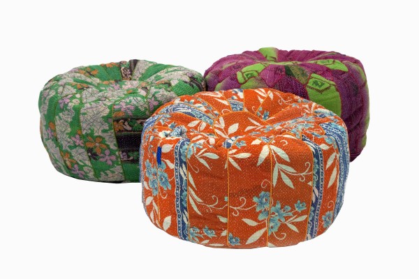 Multicoloured cotton pouffes