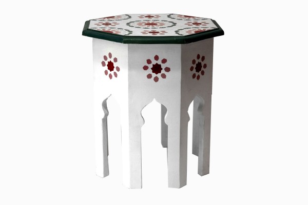 Safi vintage painted octagonal side table white