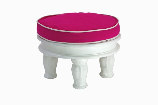 Haveli white wood stool